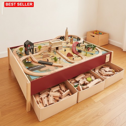 Large wooden train table - wooden,